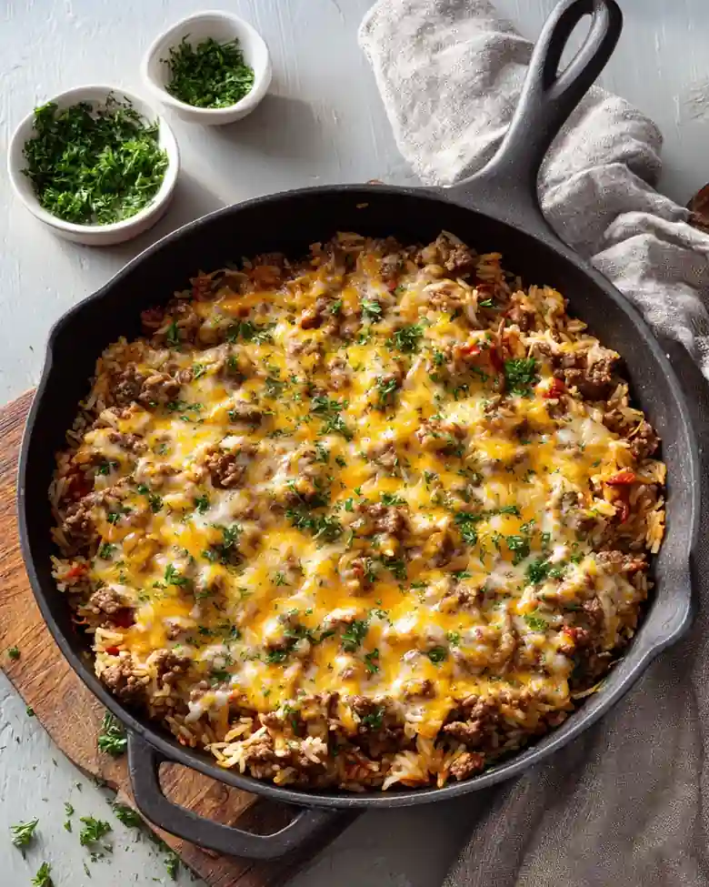 Easy Supper Ideas for Busy Families and Weeknight Dinners 12 cheesy beef skillet 780x975 1