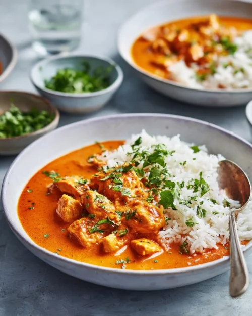 Slow Cooker Chicken Tikka Masala 1 Slow Cooker Chicken Tikka Masala served in a bowl with fragrant rice
