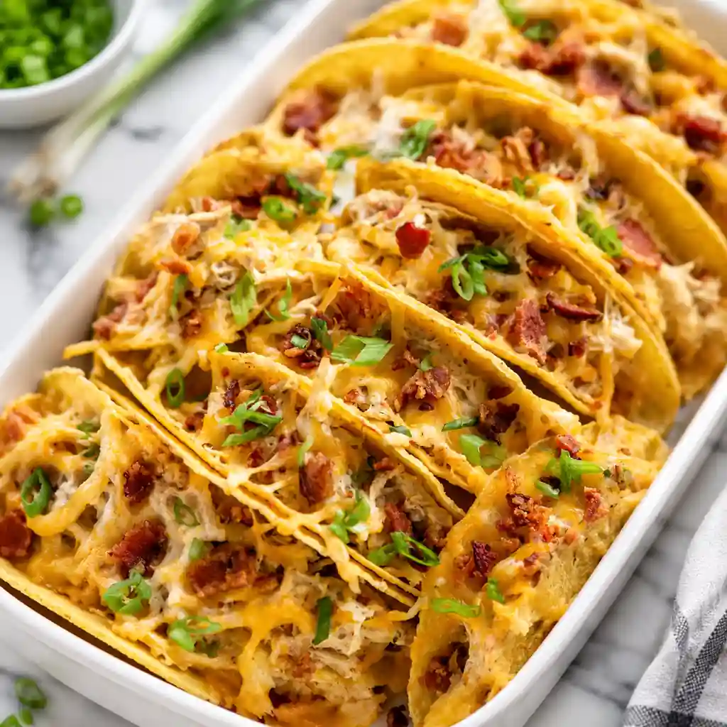 57 Easy Dinner Recipes for Busy Weeknights 18 cheesy baked chicken tacos 1024 v2
