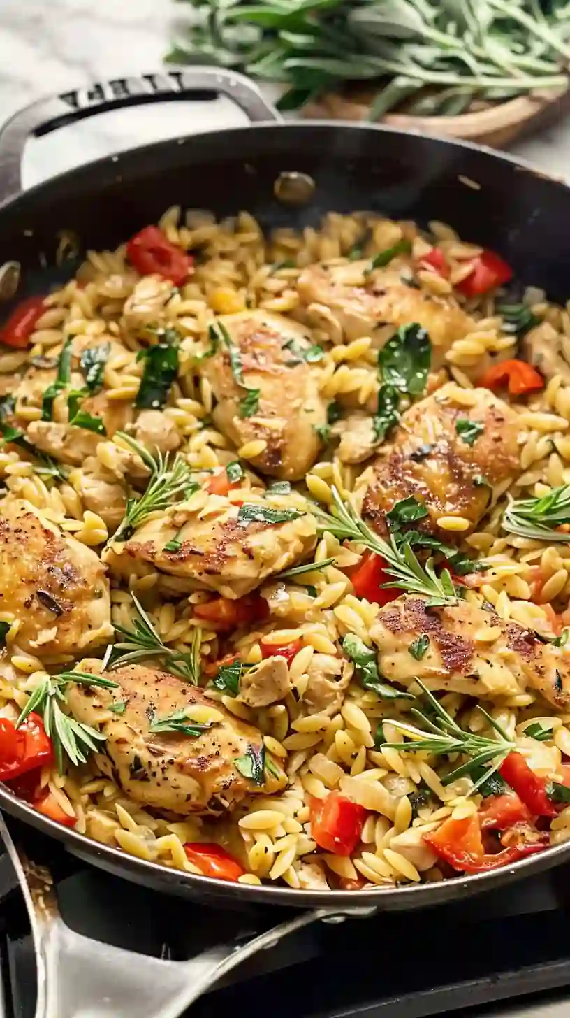 57 Easy Dinner Recipes for Busy Weeknights 58 chicken orzo skillet 9x16 1