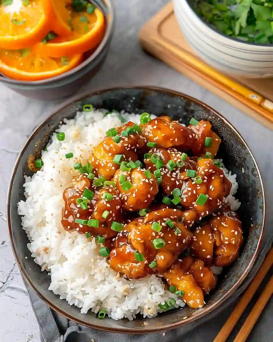 57 Easy Dinner Recipes for Busy Weeknights 5 orange chicken rice bowl 960x1200 1