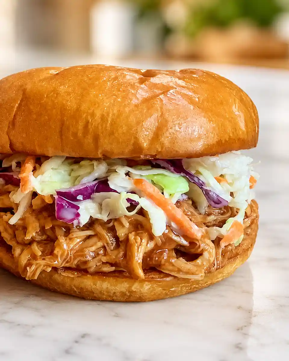 Zesty BBQ Chicken Sandwiches – Easy Crockpot Recipe 2 Zesty BBQ Chicken Sandwiches